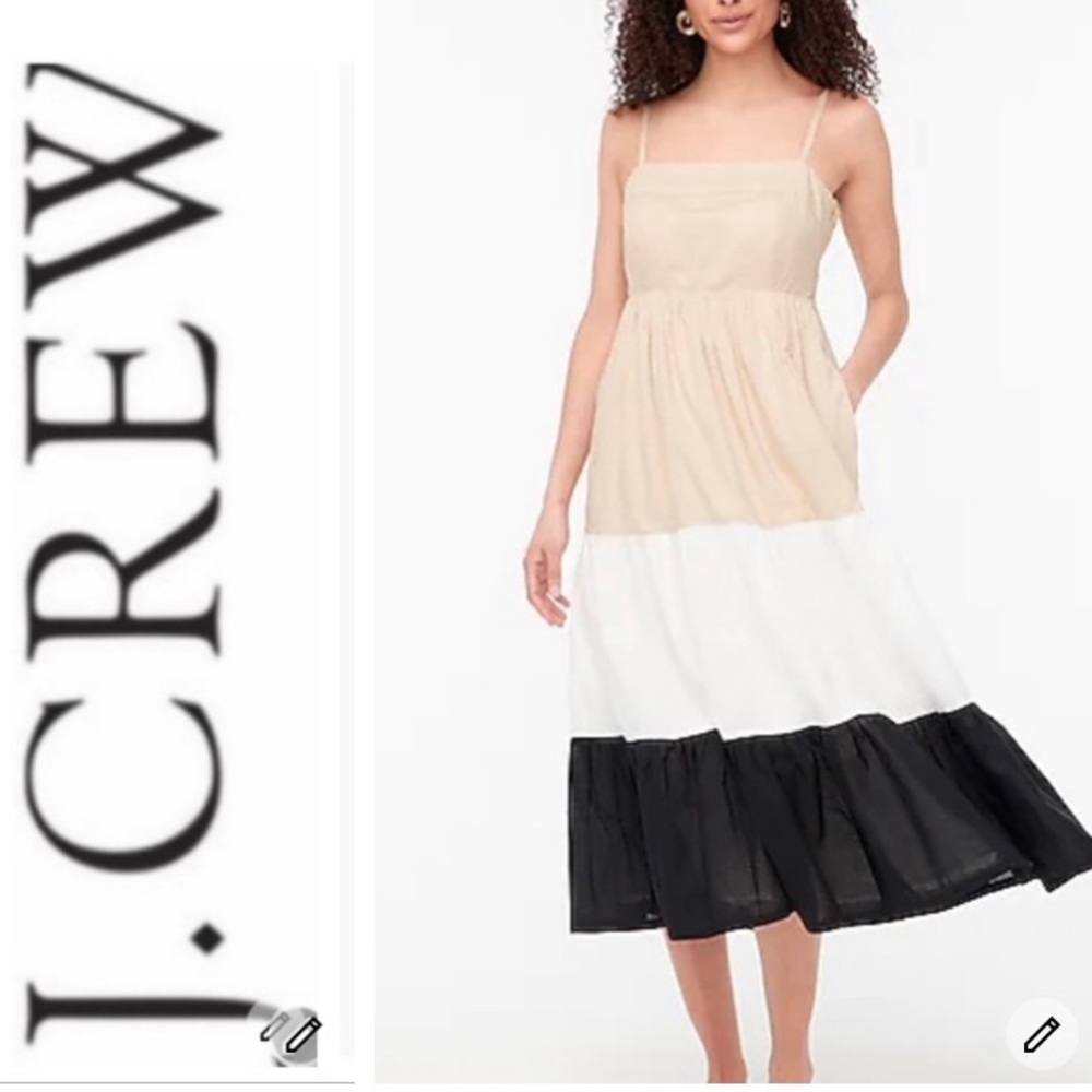 NWT J Crew Square Neck Pocket Tier Dress